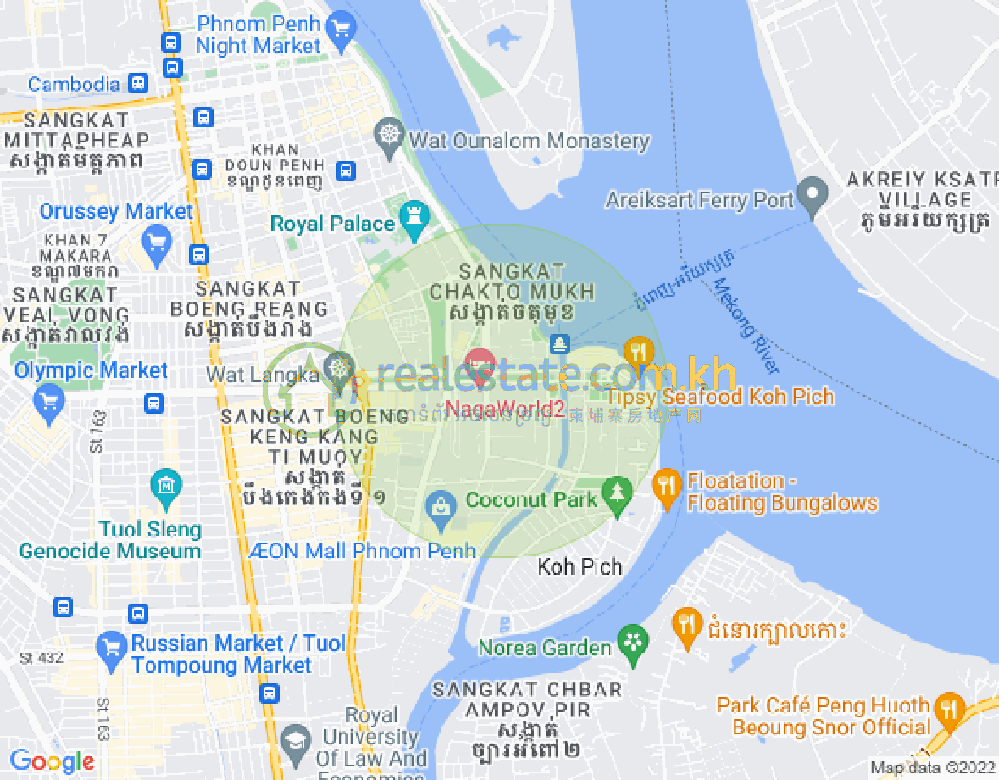 四臂湾分区, 隆边区, 金边地图