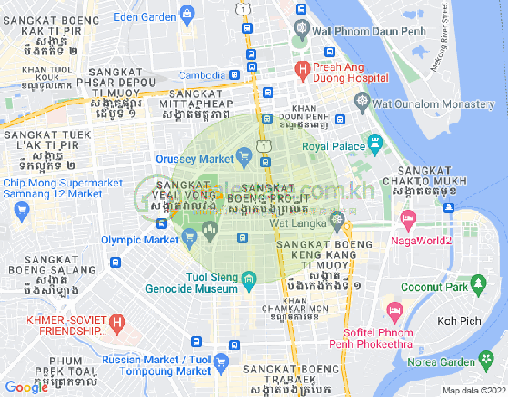 Boeung Prolit구역, 마카라구, 프놈펜 지도
