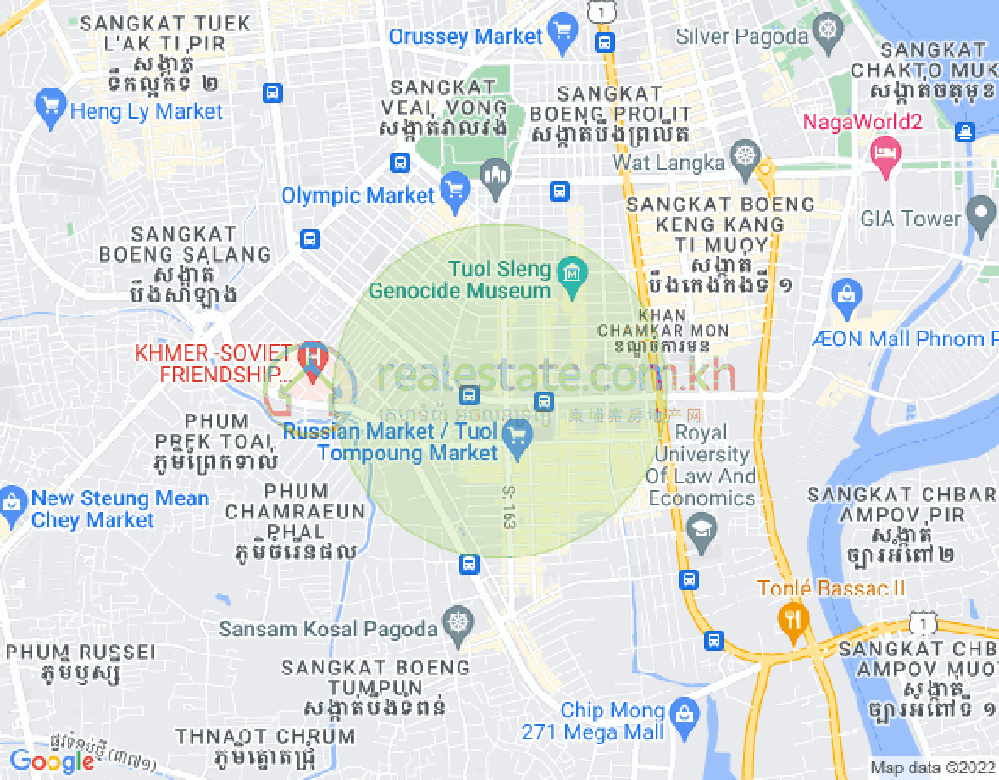 万景岗2分区（BKK2), 波哥堪, 金边地图