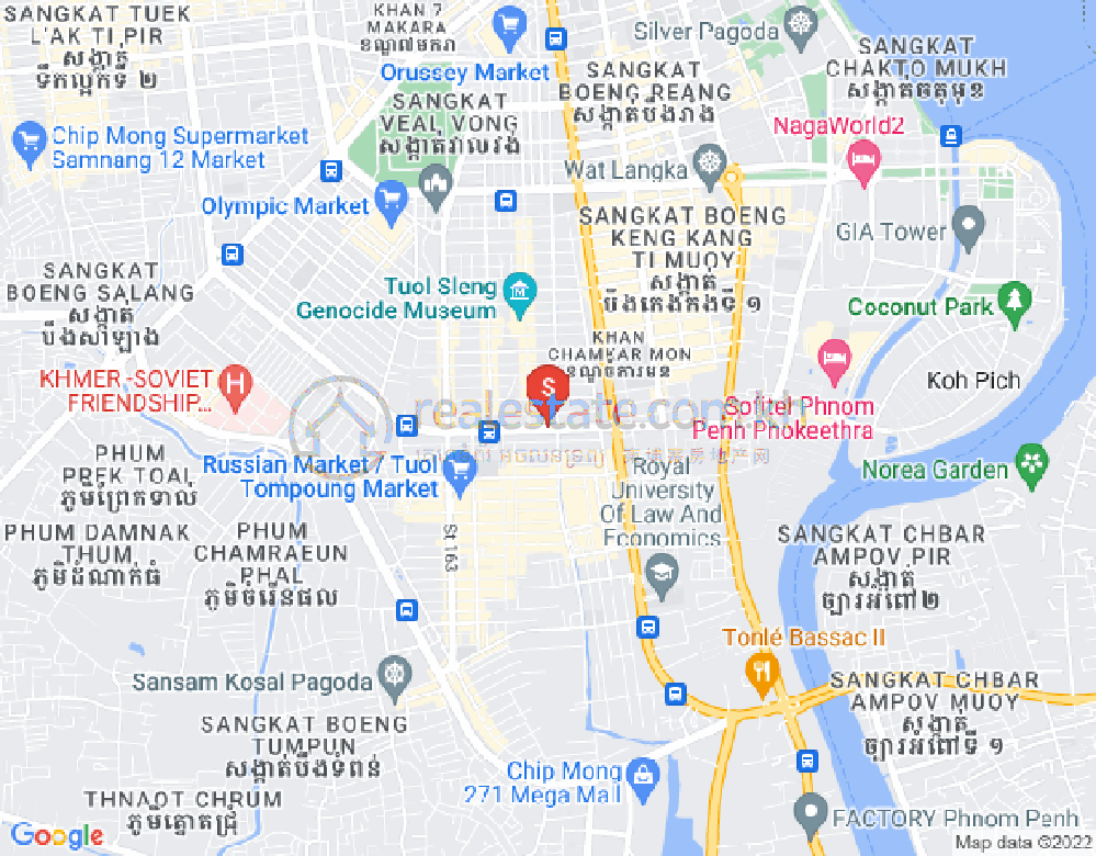 Mapa: Phsar Daeum Thkov, Chamkarmon, Phnom Penh