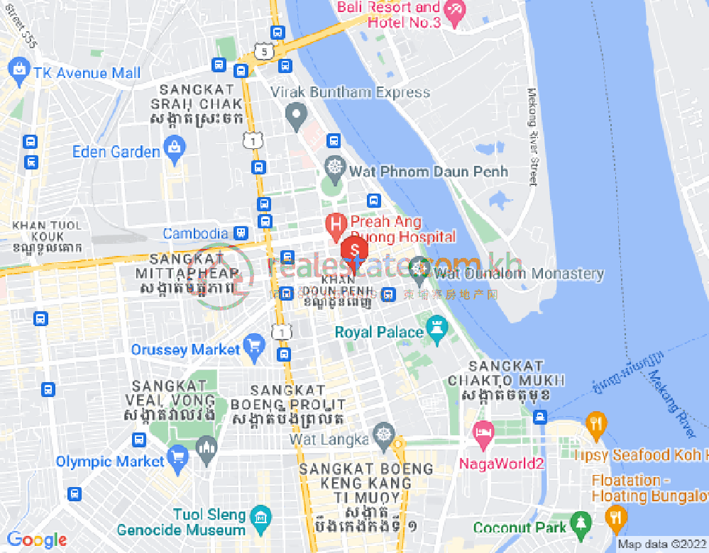 Map of Wat Phnom, Daun Penh, Phnom Penh