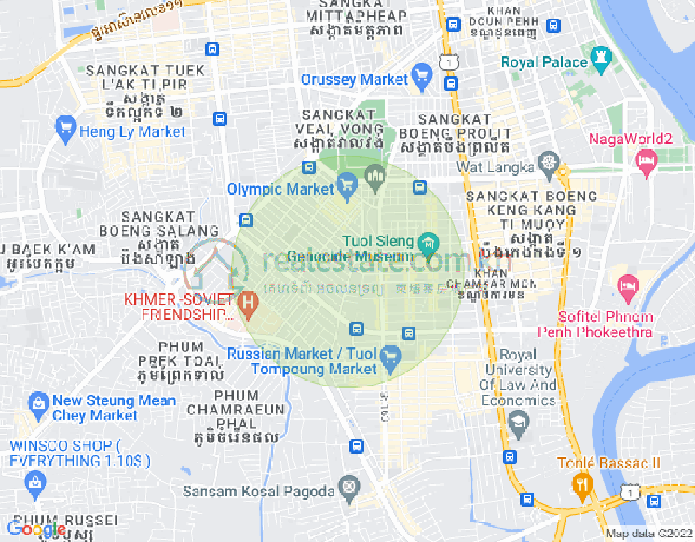 Mapa: Tonle Bassac, Chamkarmon, Phnom Penh