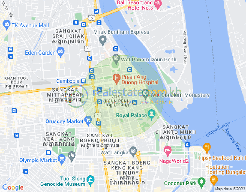 Boeng Reang镇, 隆边区, 金边地图