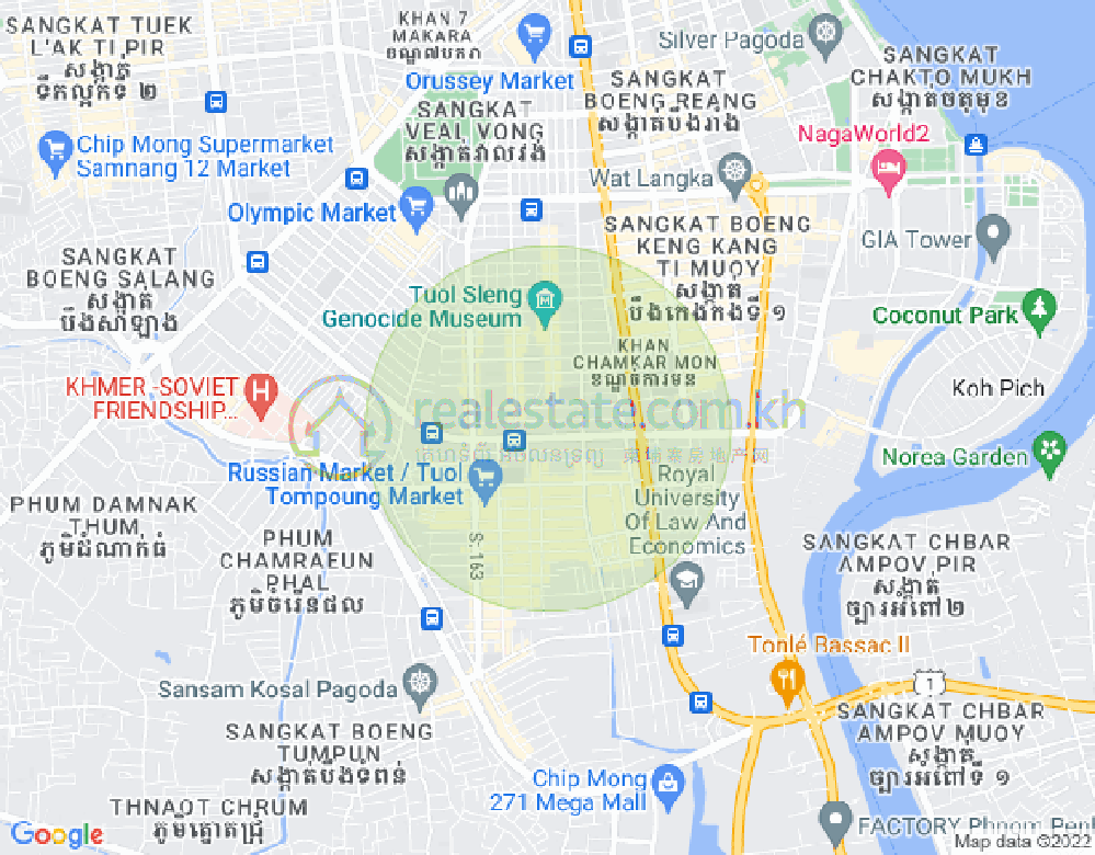 Mapa: Tonle Bassac, Chamkarmon, Phnom Penh