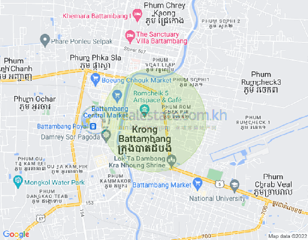 Mapa: Rottanak, Battambang