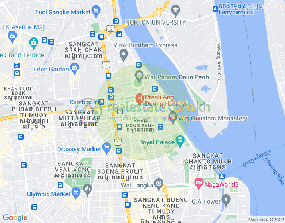 旧街市分区, 隆边区, 金边地图
