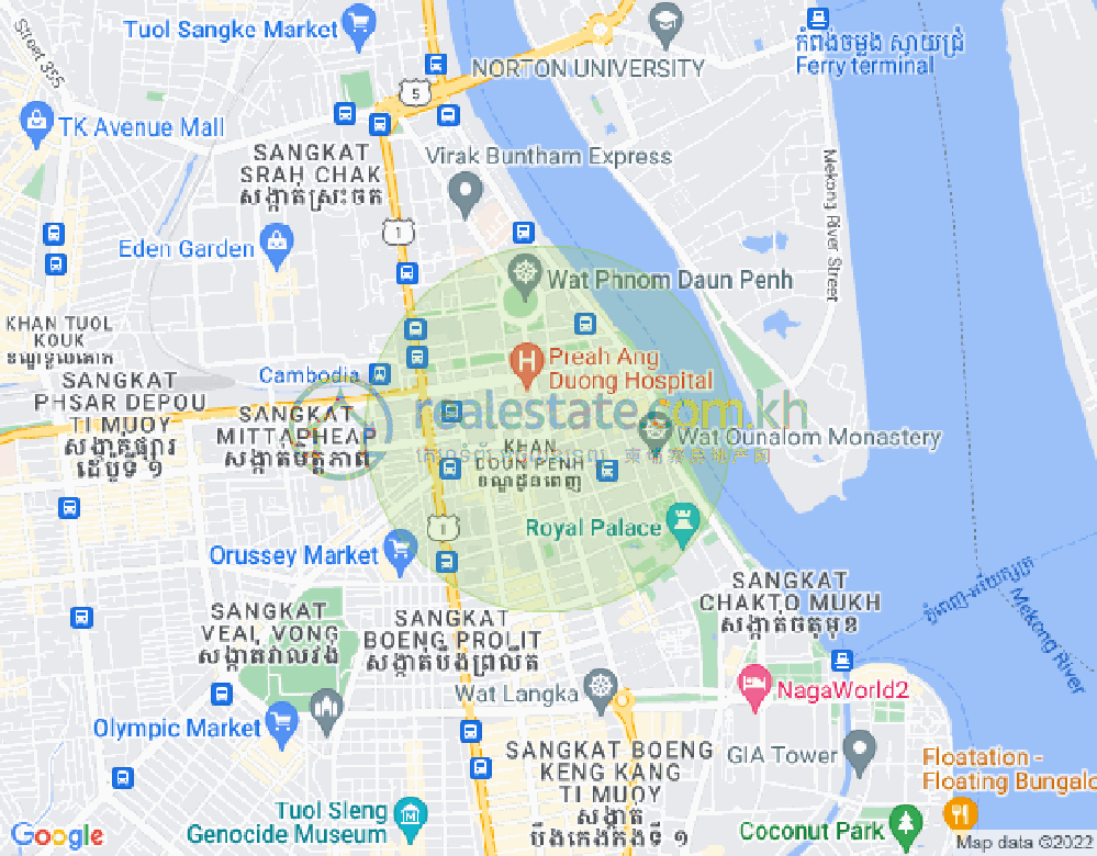 Mapa: Phsar Chas, Daun Penh, Phnom Penh