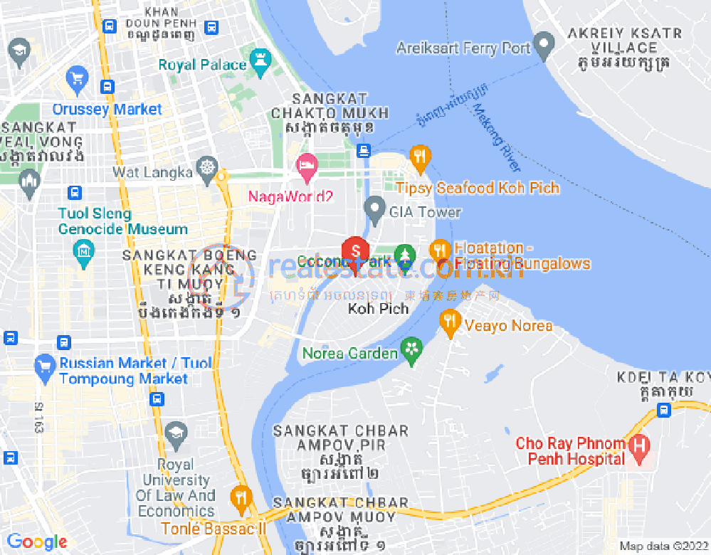 Mapa: Tonle Bassac, Chamkarmon, Phnom Penh