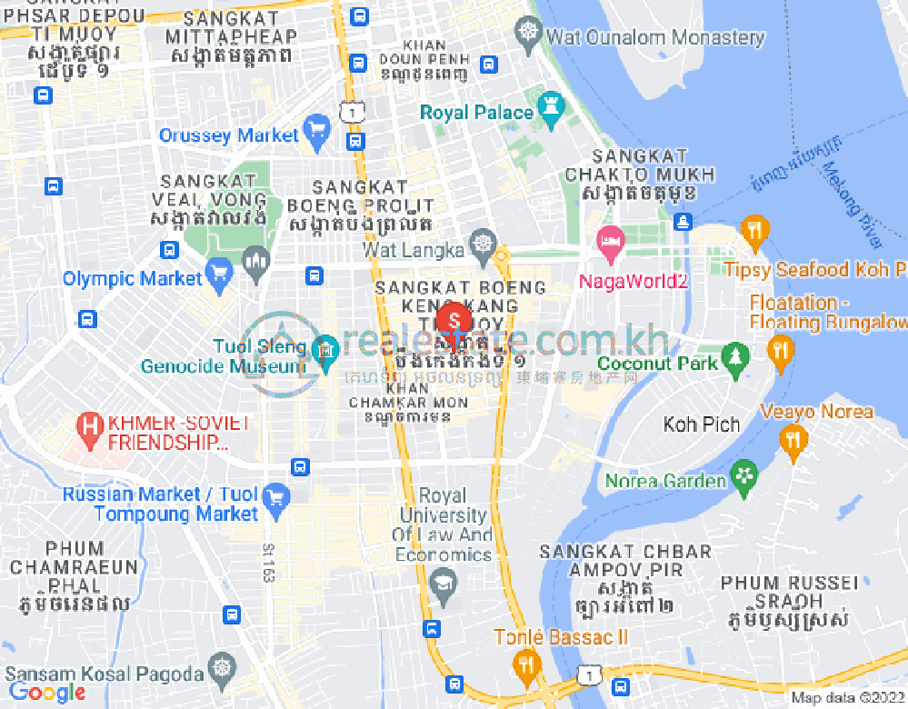 Mapa: BKK 1, Boeng Keng Kang, Phnom Penh