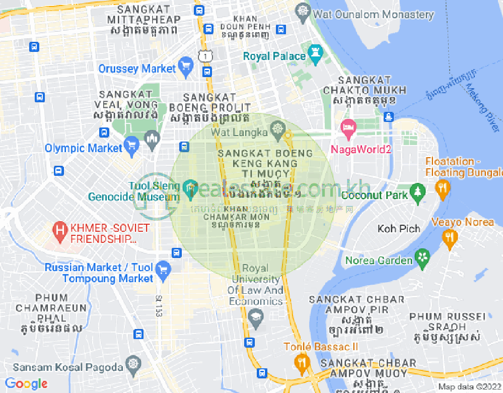 Map of BKK 1, Boeng Keng Kang, Phnom Penh