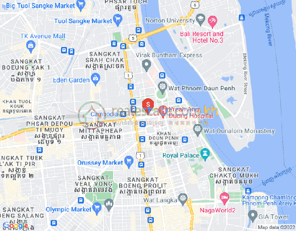 Mapa: Phsar Kandal II, Daun Penh, Phnom Penh