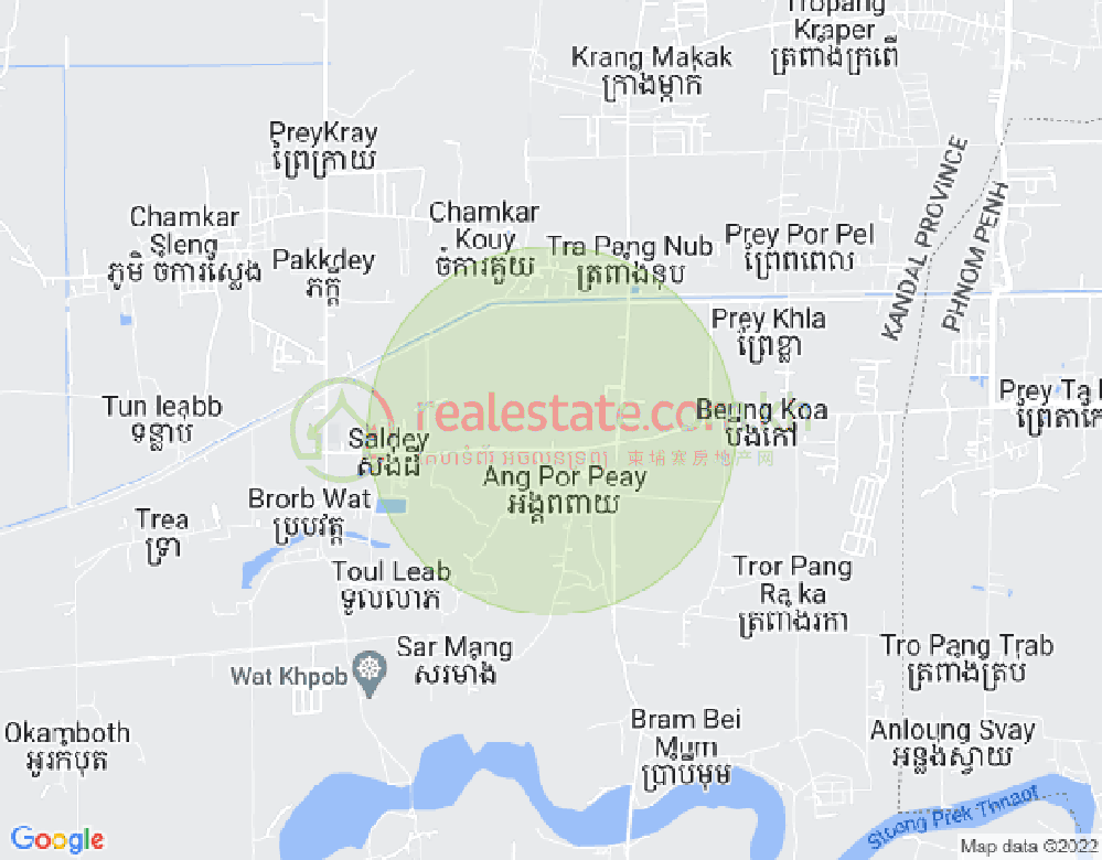 Map of Krang Mkak, Angk Snuol, Kandal