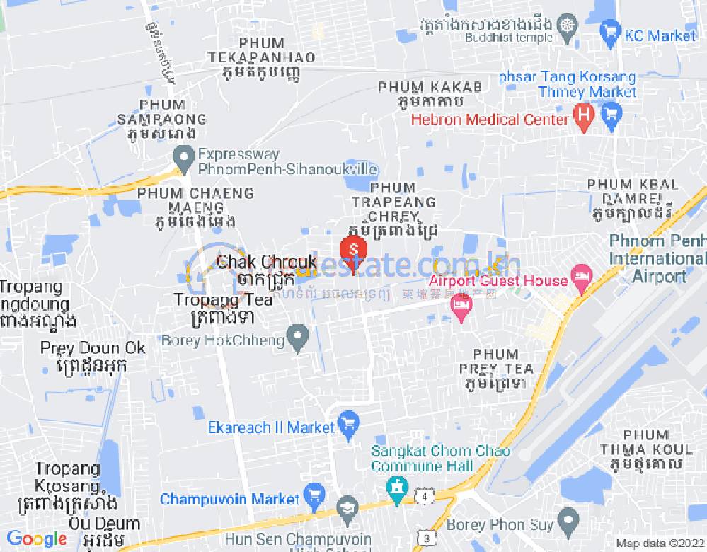 조주 1, 보리센차오구, 프놈펜 지도