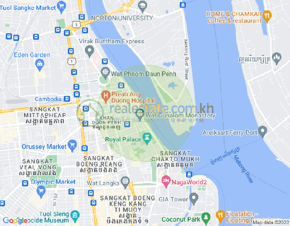Carte de Phsar Kandal I, Daun Penh, Phnom Penh