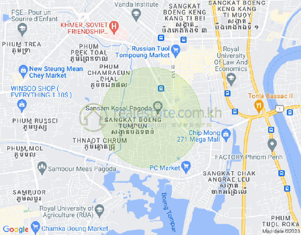 Stueng Mean chey区, 棉芷区, 金边地图