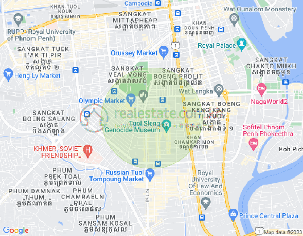 オリンピック, ボンケンコン, プノンペンの地図