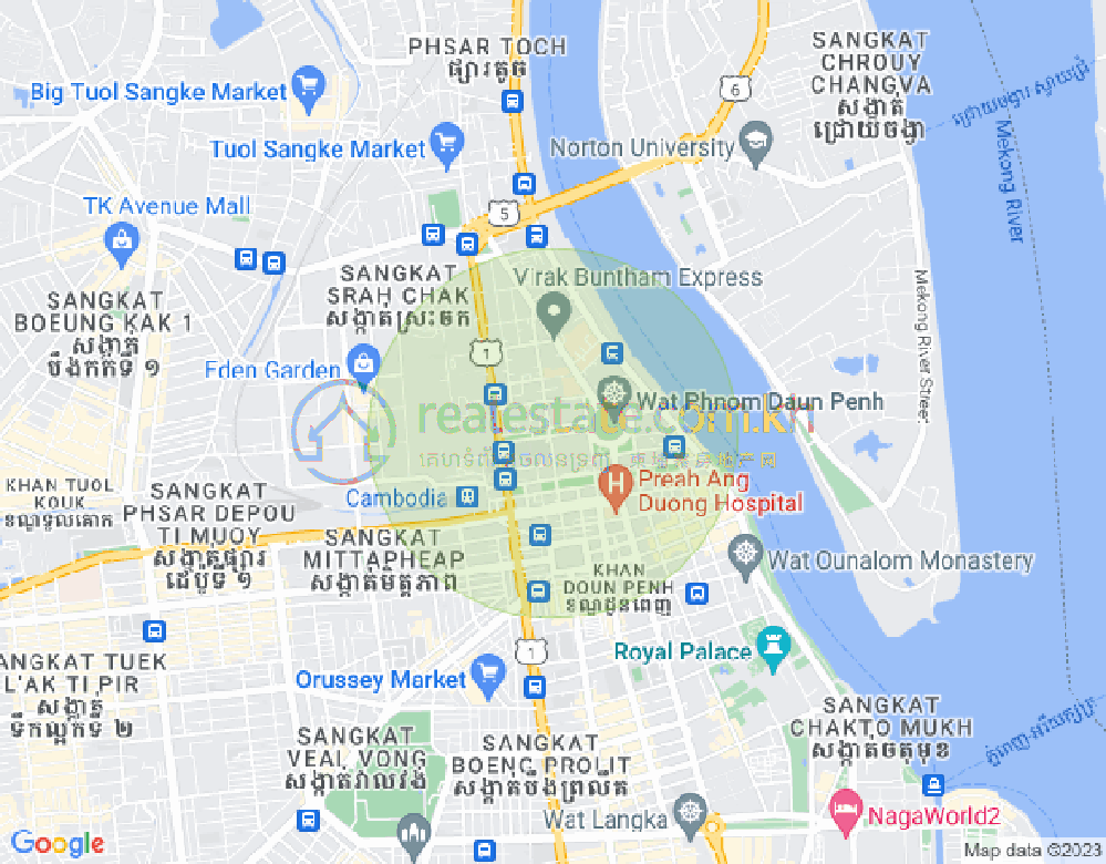 Carte de Boeng Reang, Daun Penh, Phnom Penh