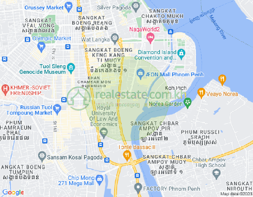 Map of Tonle Bassac, Chamkarmon, Phnom Penh