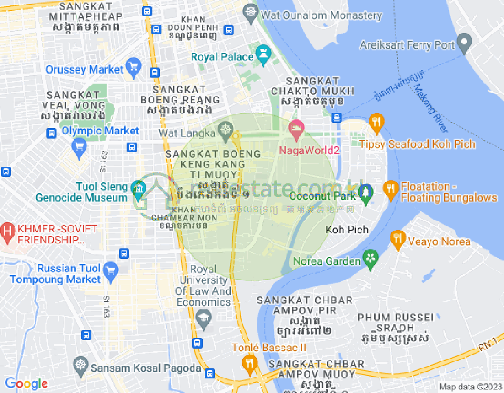 トンレバサック, チャムカモン, プノンペンの地図