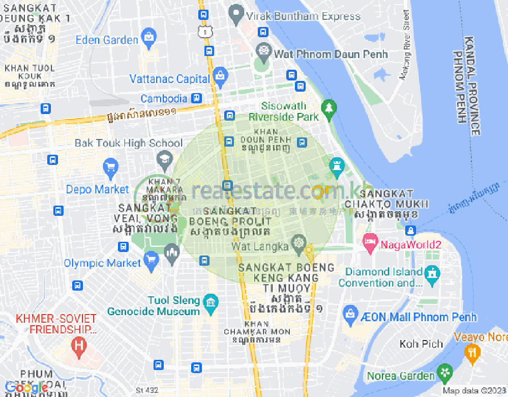 Mapa: Boeng Reang, Daun Penh, Phnom Penh