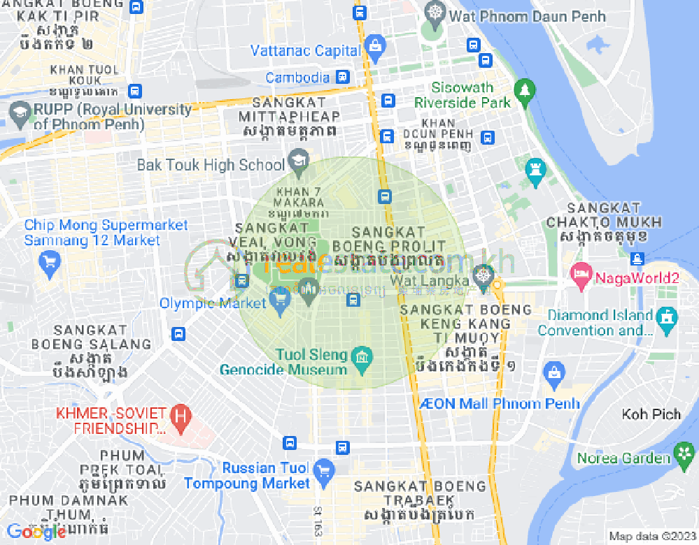 Boeung Prolit구역, 마카라구, 프놈펜 지도