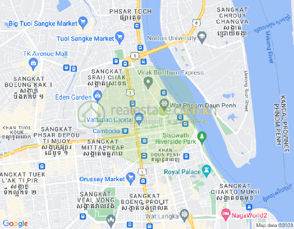 Boeng Reang진, 룽볜구, 프놈펜 지도