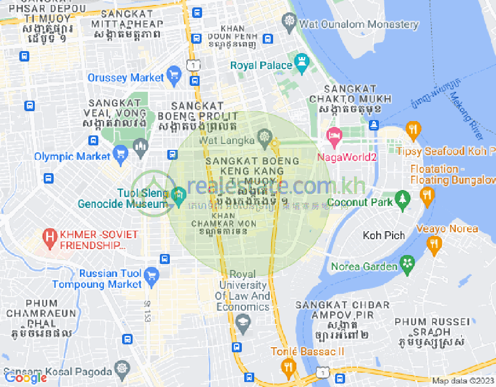 286 2531, 만경강1부구(BKK1), 벙껭깡, 프놈펜 지도