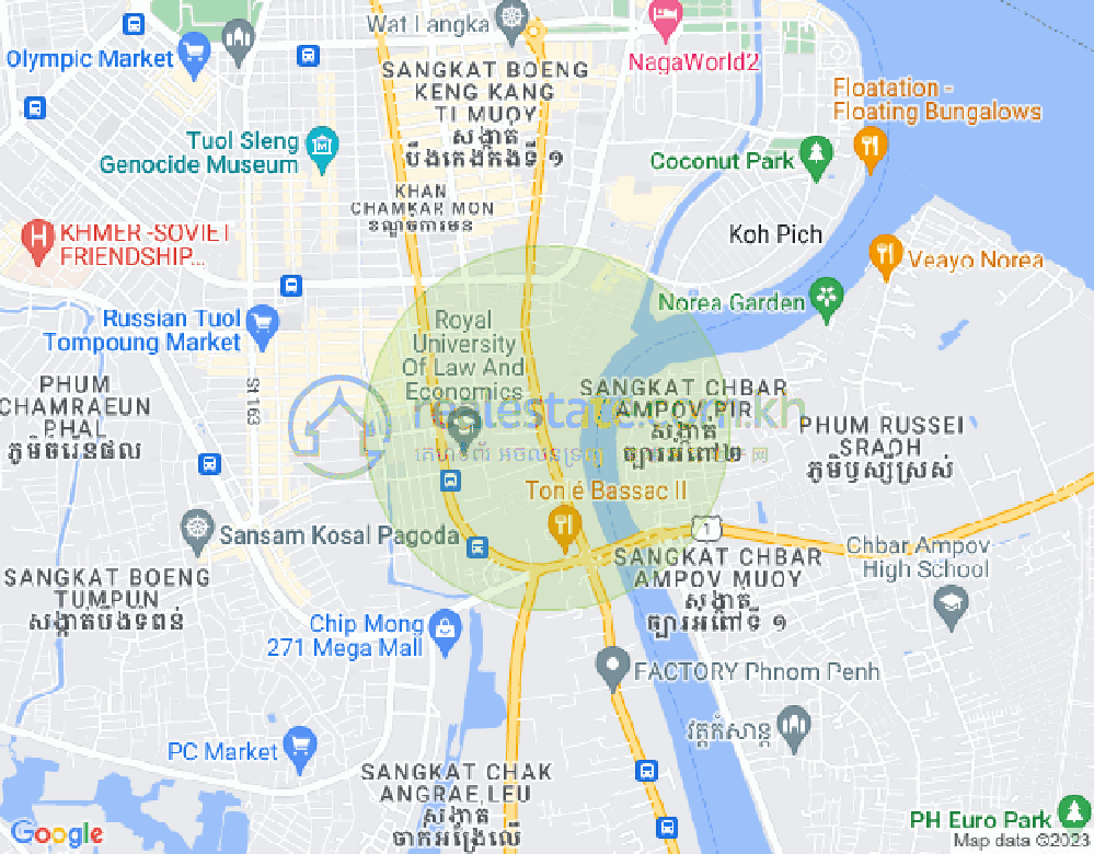 トンレバサック, チャムカモン, プノンペンの地図