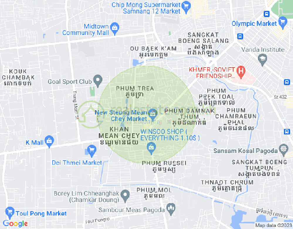 Stueng Mean chey 2镇, 棉芷区, 金边地图
