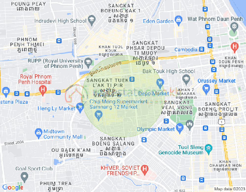 Map of Boeung Kak 2, Toul Kork, Phnom Penh