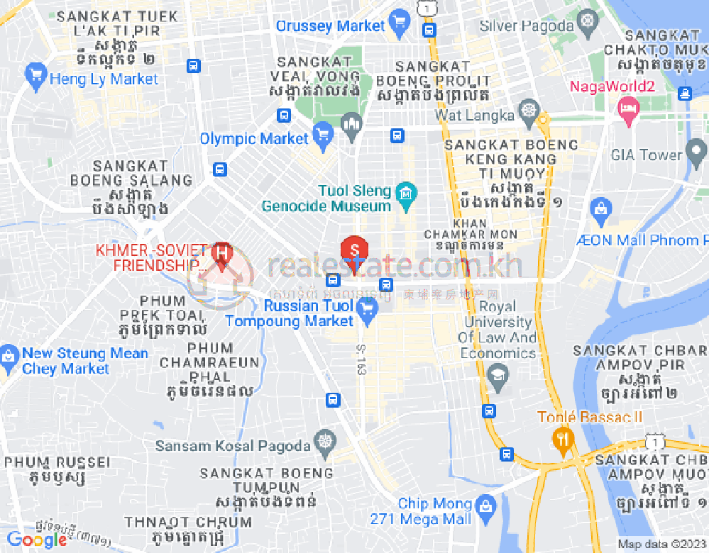 Mapa: Tonle Bassac, Chamkarmon, Phnom Penh