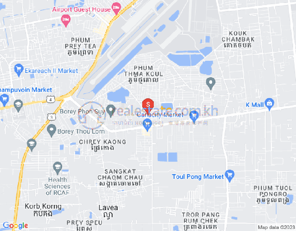 Map of Snaor, Kamboul, Phnom Penh