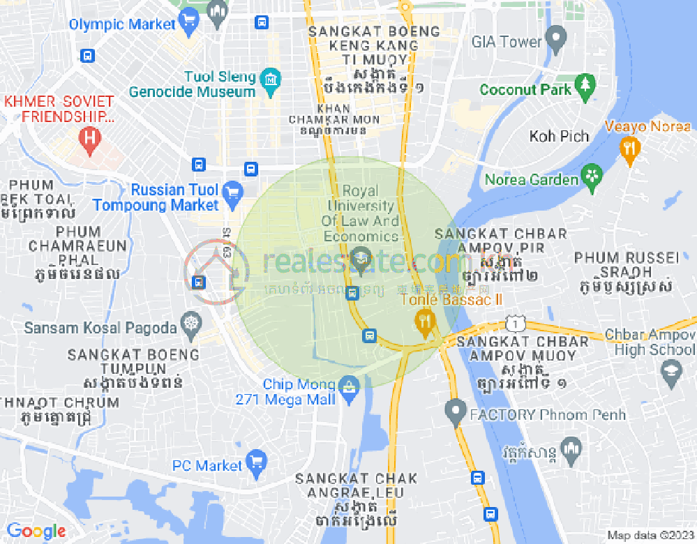 Mapa: Tonle Bassac, Chamkarmon, Phnom Penh