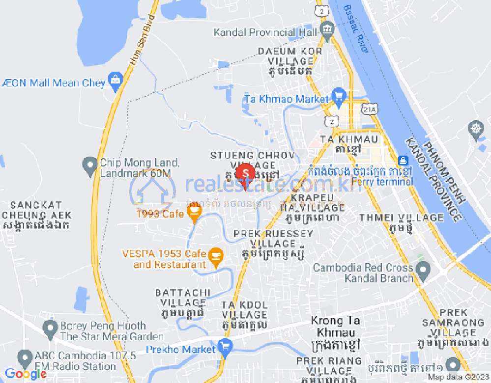 Prek Ruessey村, 大金欧市, 干拉省地图