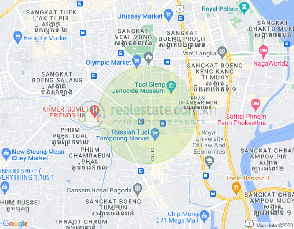 Mapa: Tonle Bassac, Chamkarmon, Phnom Penh