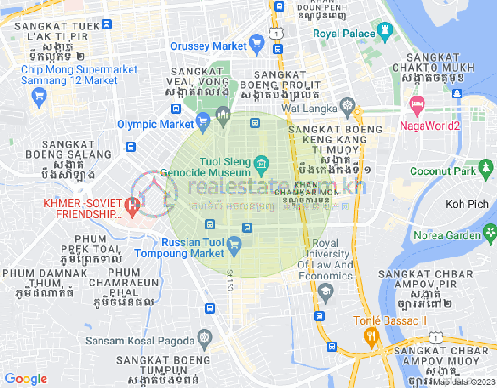 Map of Tonle Bassac, Chamkarmon, Phnom Penh