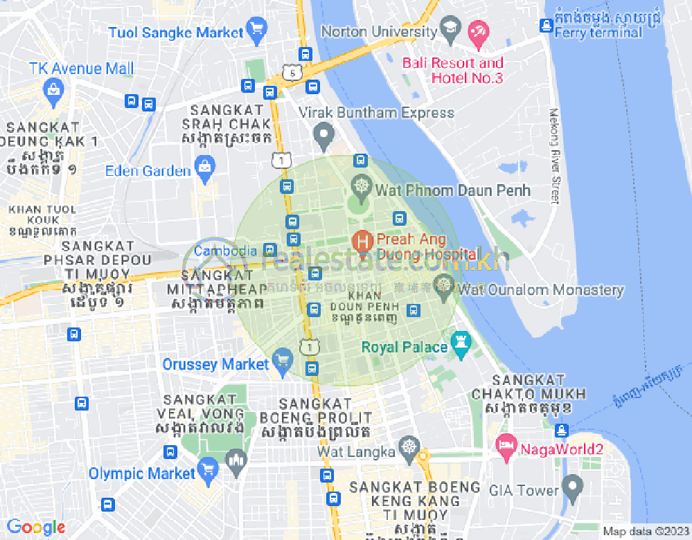 Carte de Tonle Bassac, Chamkarmon, Phnom Penh