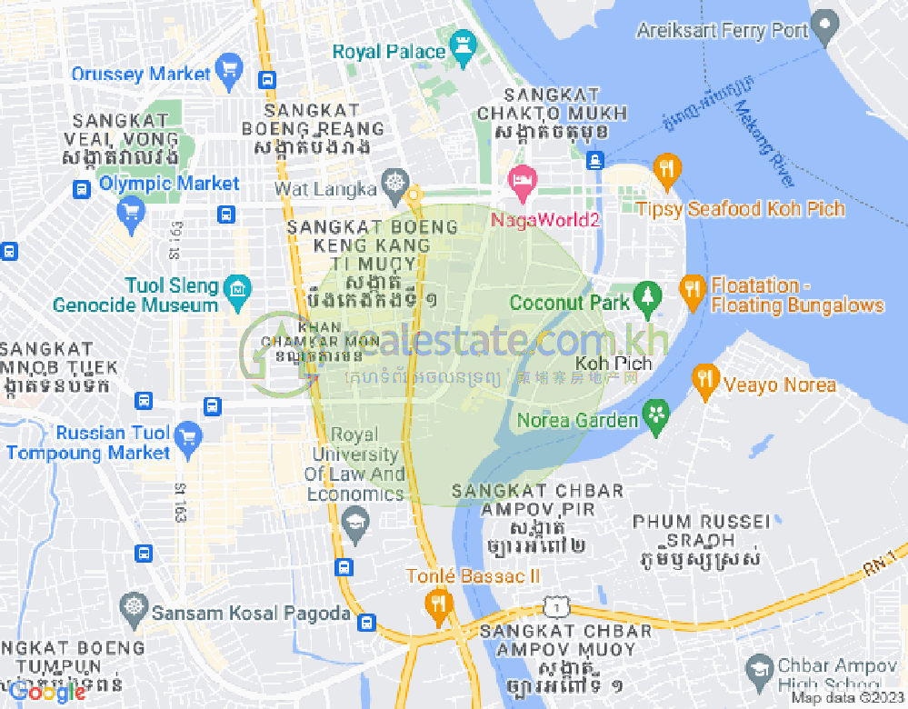 Mapa: Tonle Bassac, Chamkarmon, Phnom Penh
