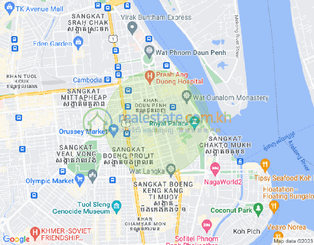 Mapa: Wat Phnom, Daun Penh, Phnom Penh