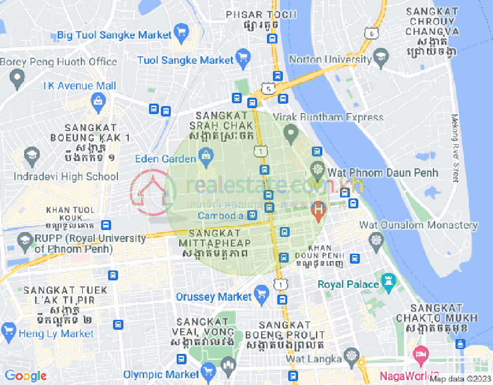Mapa: Srah Chak, Daun Penh, Phnom Penh