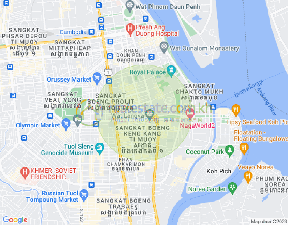 Boeng Reang镇, 隆边区, 金边地图