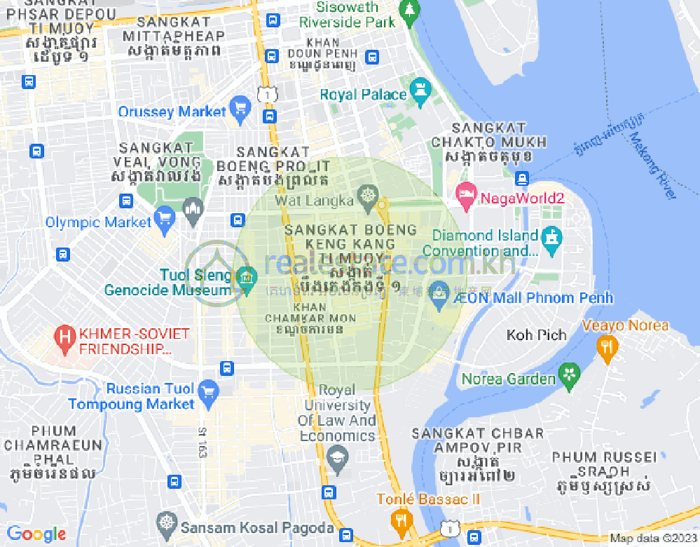 만경강1부구(BKK1), 벙껭깡, 프놈펜 지도