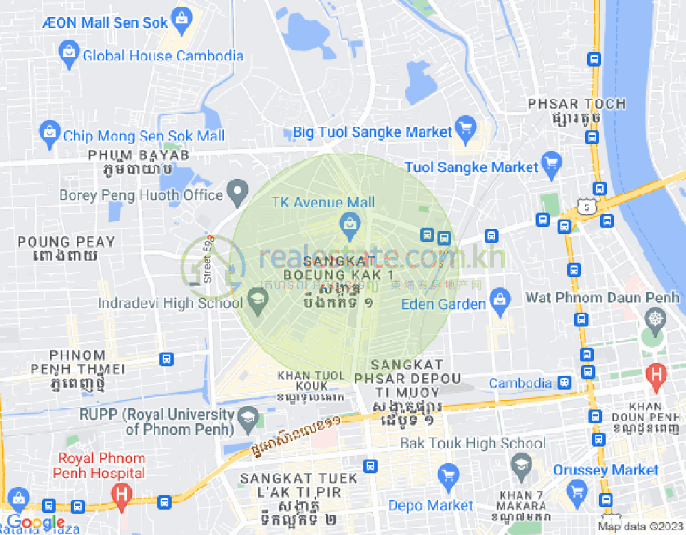 Mapa: Boeung Kak 2, Toul Kork, Phnom Penh