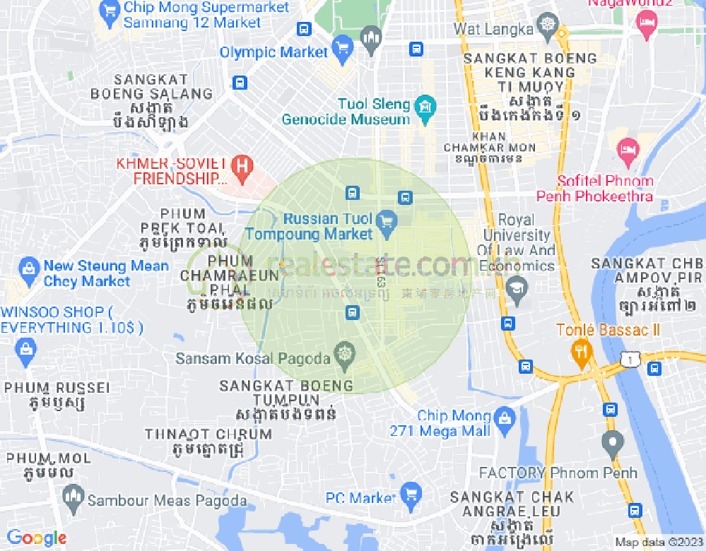 Map of Toul Tum Poung 1, Chamkarmon, Phnom Penh