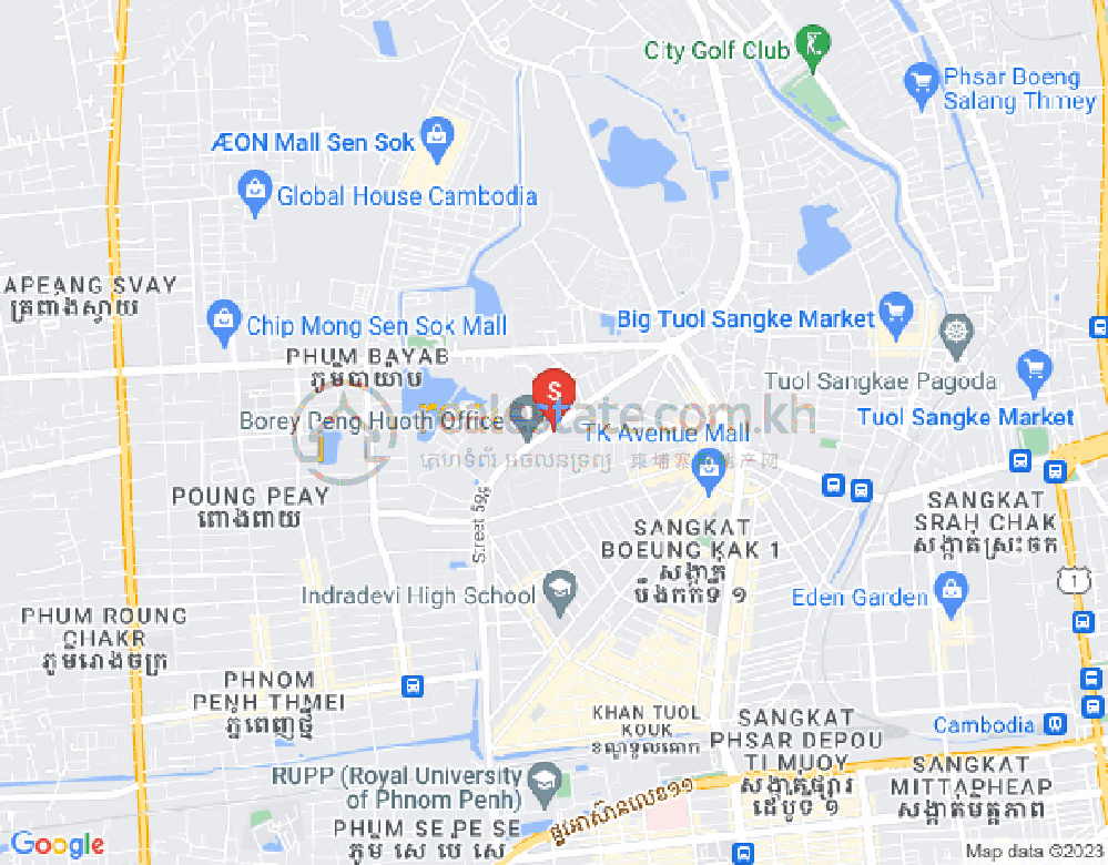 Mapa: Boeung Kak 1, Toul Kork, Phnom Penh