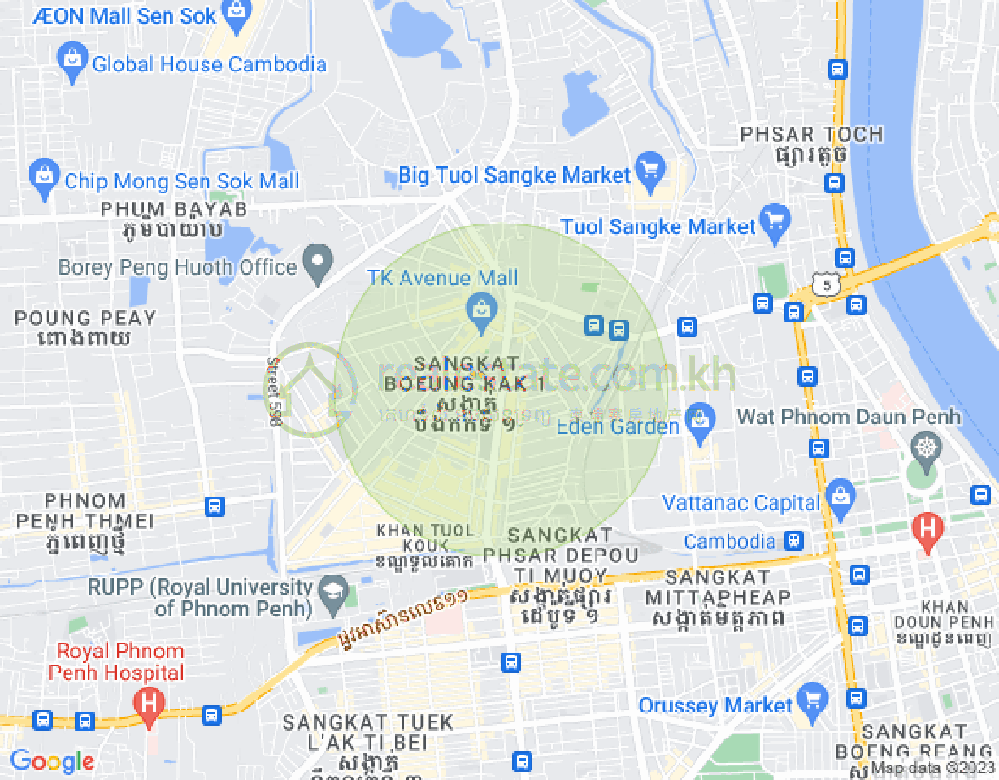Map of Boeung Kak 1, Toul Kork, Phnom Penh