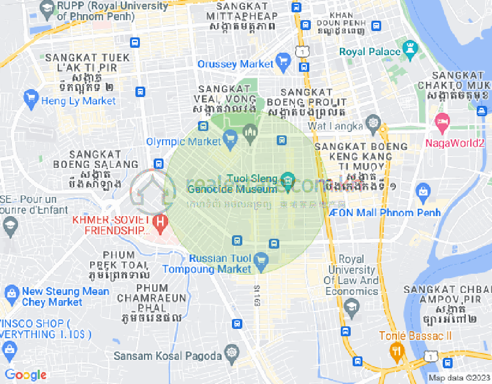 万景岗1分区（BKK1), 波哥堪, 金边地图