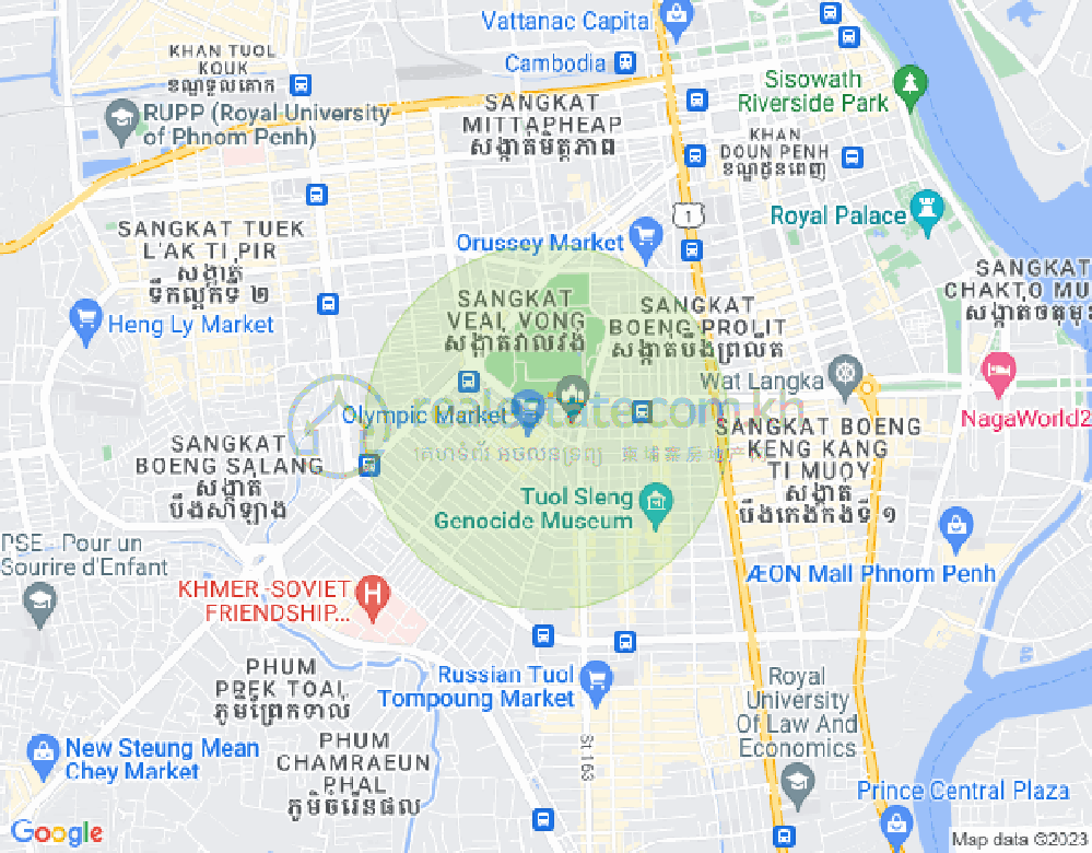 オリンピック, ボンケンコン, プノンペンの地図