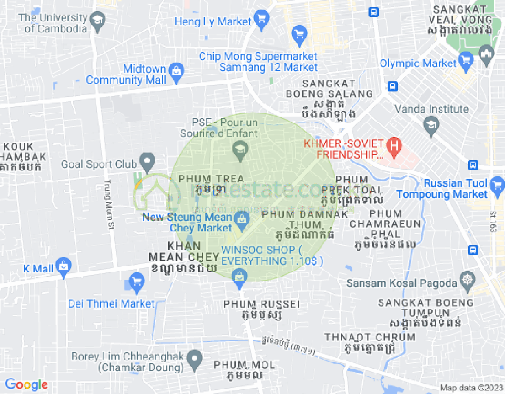 Stueng Mean chey 1镇, 棉芷区, 金边地图