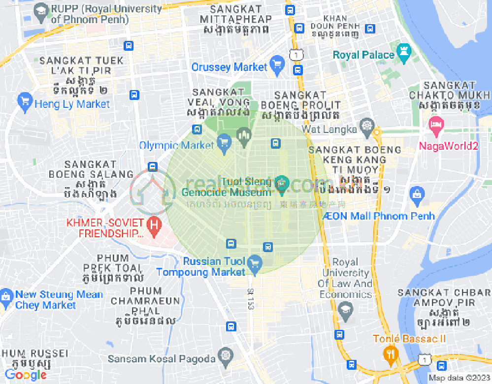 万景岗1分区（BKK1), 波哥堪, 金边地图